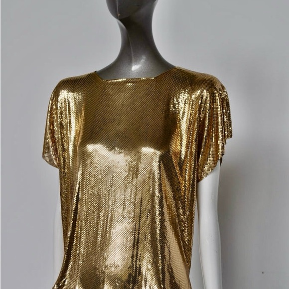 WHITING AND DAVIS GOLD METAL MESH TOP - Picture 1 of 7